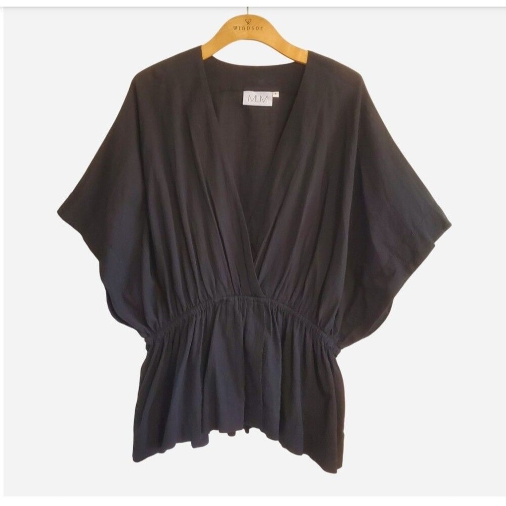 MLM Black Kimono Top Coverup Size S Relaxed Whimsigoth Boho Beachy Resortwear